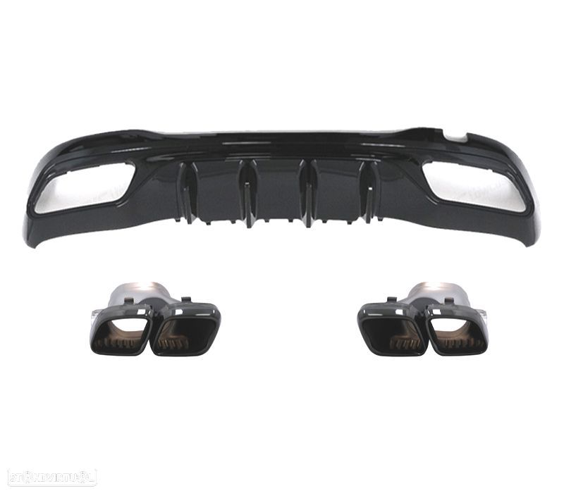 DIFUSOR MERCEDES W206 AMG 21- LOOK C63 + PONTEIRAS DE ESCAPE PRETAS PLASTICO ABS - 7