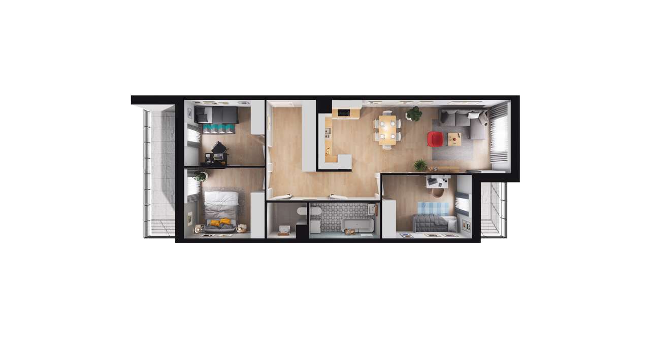 4-pokojowe mieszkanie 76m2 + balkon - Pełny obrazek: 2/23