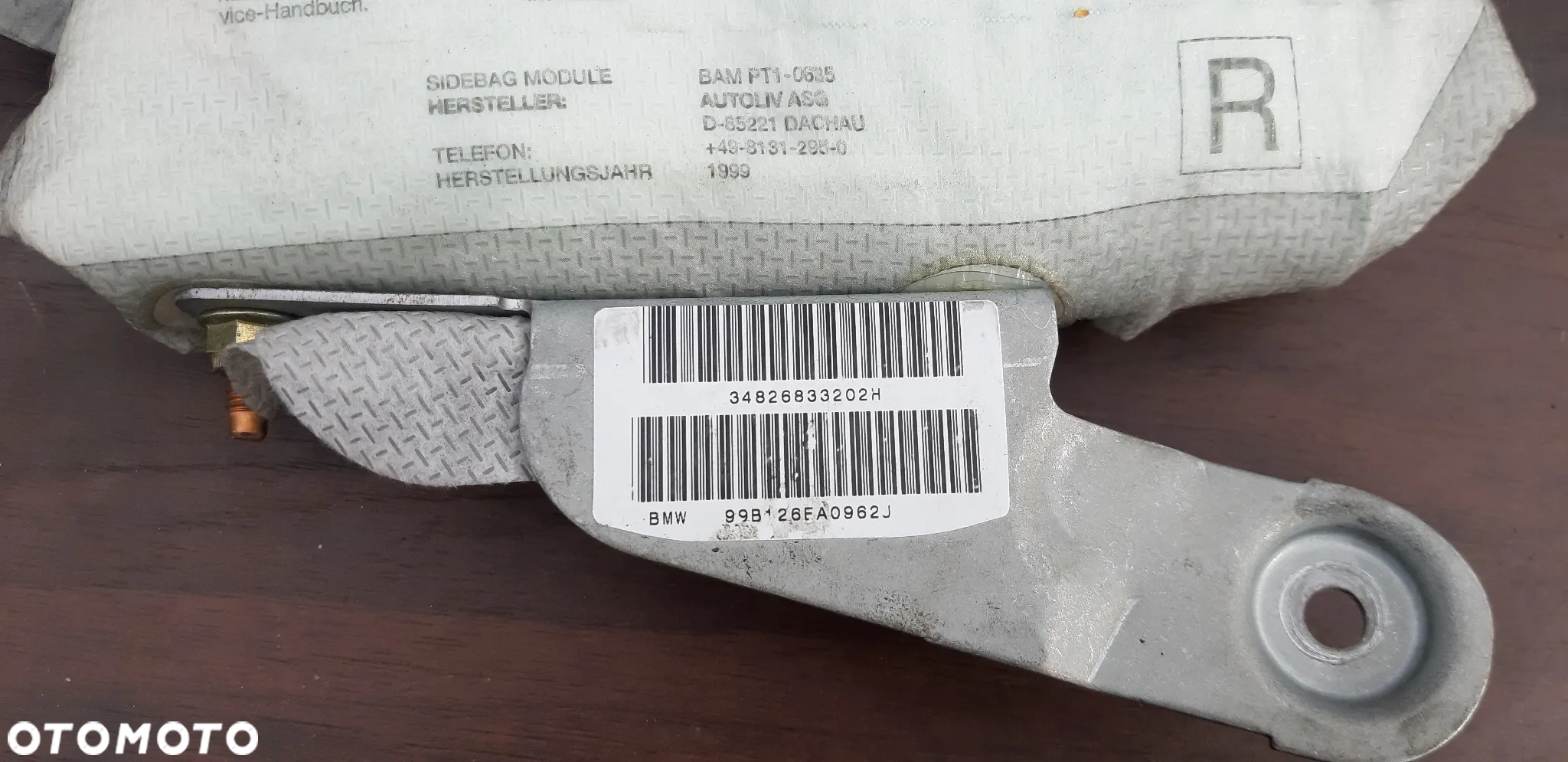 Poduszka AIRBAG drzwi prawy przód BMW E39 34826833202H - 4