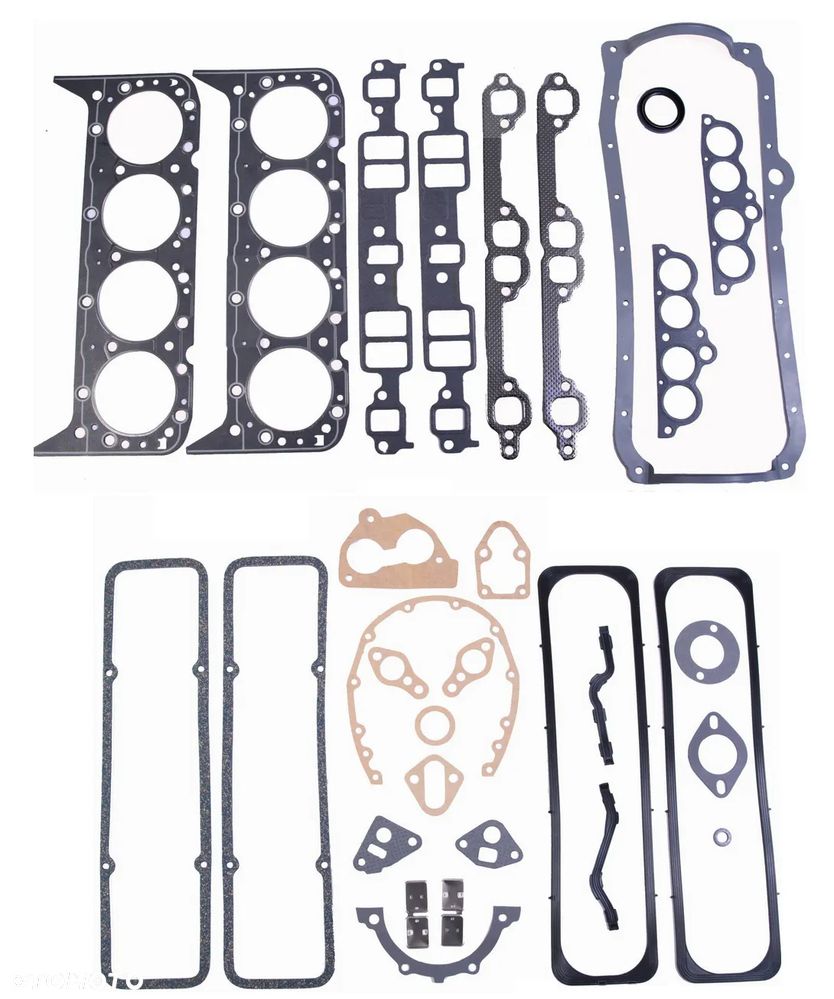KOMPLET USZCZELEK SILNIKA USZCZELKI USZCZELKA POD GLOWICE GLOWICY KOLEKTORA SSACEGO WYDECHOWEGO MISKI OLEJOWEJ POKRYWY ZAWOROW GM 5.0 V8 MERCRUISER VOLVO PENTA OMC COBRA Sterndrives Mercury MARINE - 1