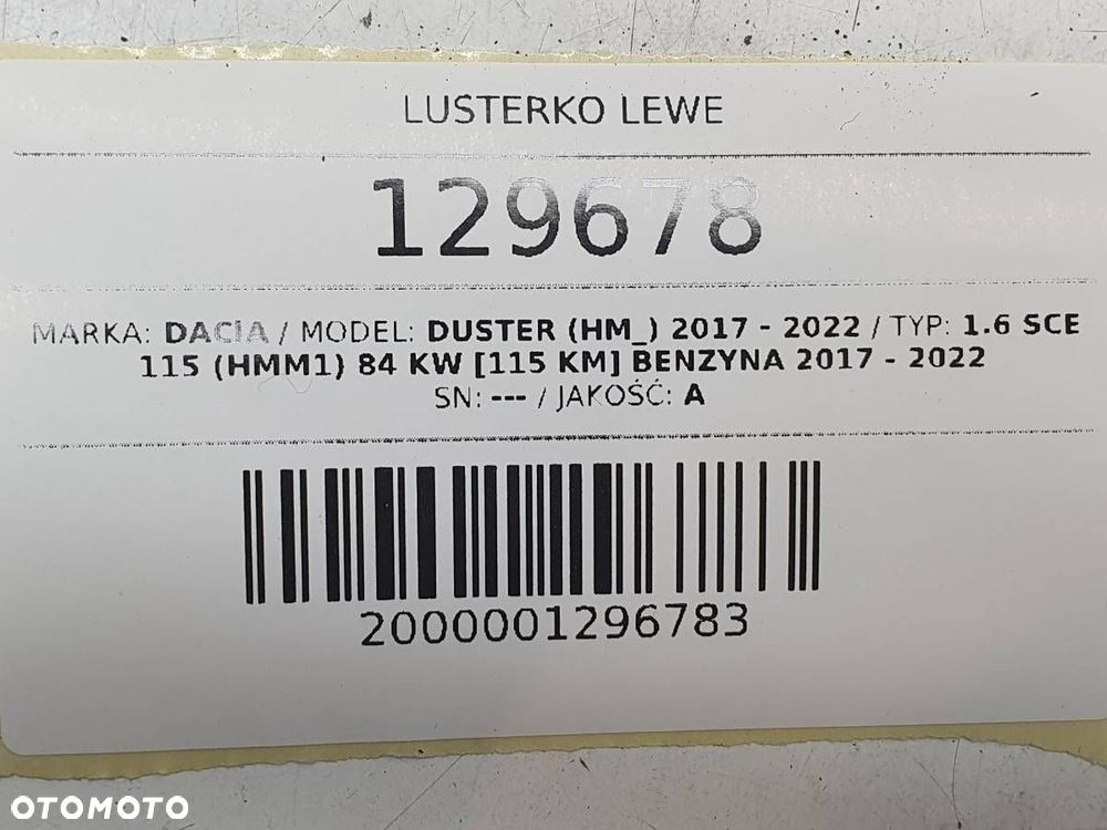 LUSTERKO LEWE ELEKTRYCZNE ASYSTENT DACIA DUSTER II EU 7 PIN - 9