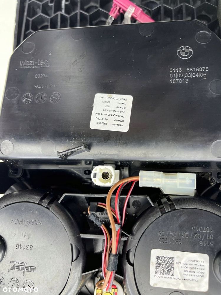 BMW 5 G30 G31 TUNEL SCHOWEK UCHWYT NA KUBKI USB KOMPLET 6801508 6819878 - 7