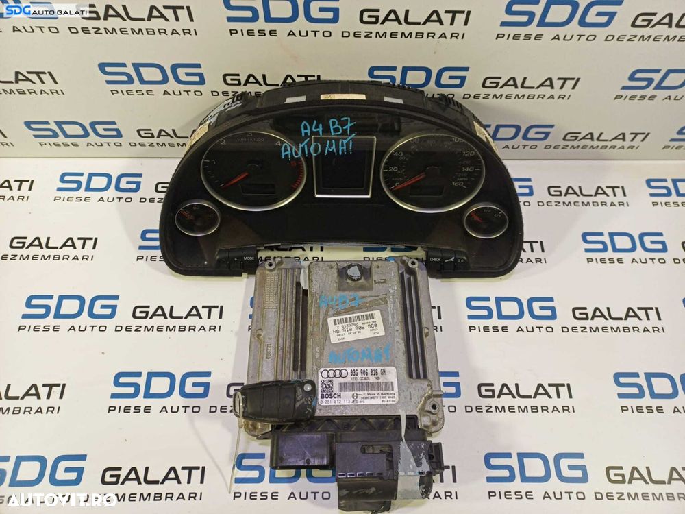 Kit Pornire ECU Calculator Motor Ceas Ceasuri Cluster Instrumental Bord Cip Cheie si Imobilizator Audi A4 B7 2.0 TDI BLB AUTOMAT 2004 - 2008 Cod 03G906016GN 0281012113 [L1778] - 4