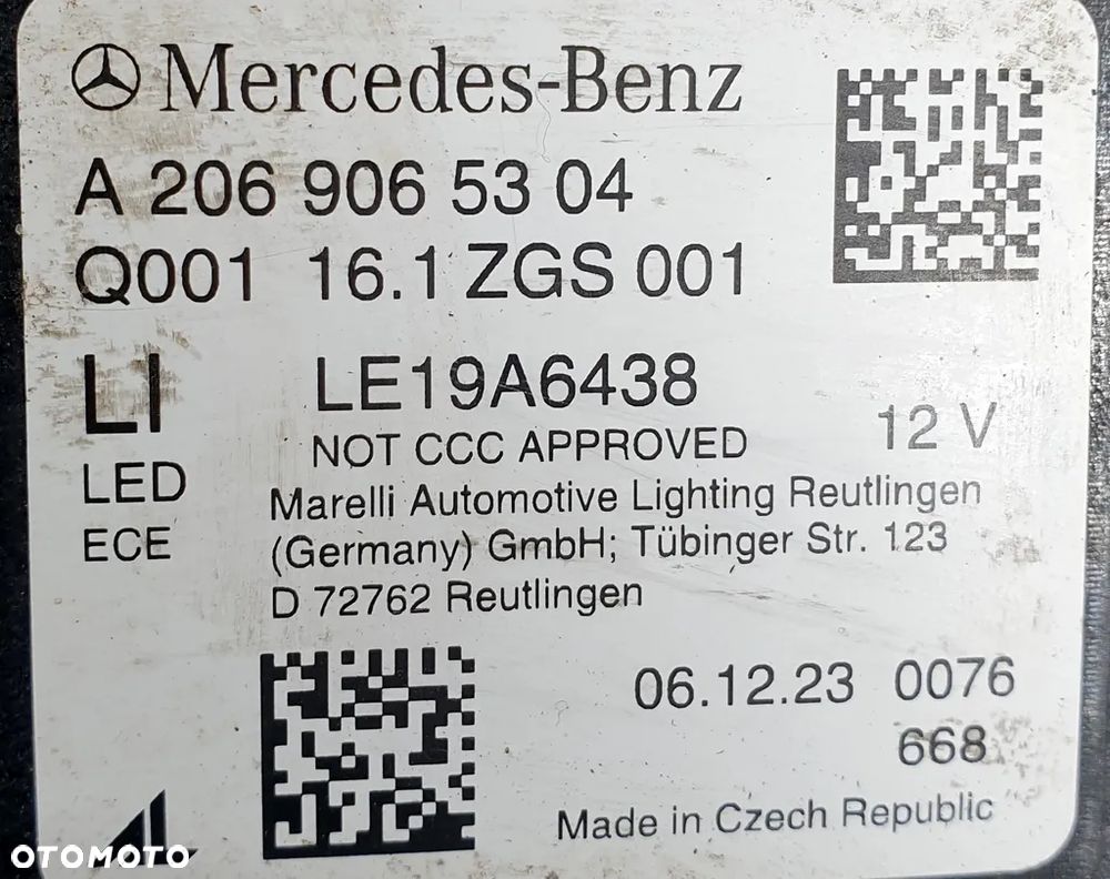 Mercedes C-Klasa W206 Reflektor Lewy A2069065304 - 6