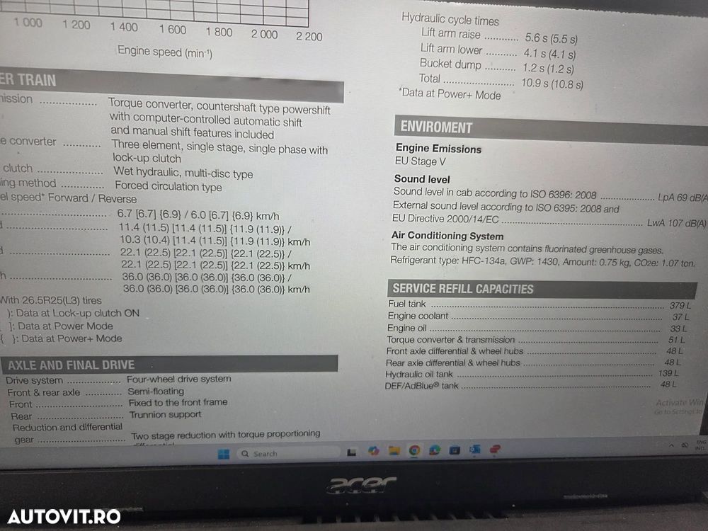 Hitachi ZW310-6, 2020, 6.209ore, CUPA 5mc, CUPLA RAPIDA, virare cu JOYSTICK, Masa operationala 28tone, anv MICHELIN 70%-ok, Gresare automata, camera spate, CANTAR, aer conditionat, STARE FOARTE BUNA, computer romana, posibil leasing 4 ani-PROMOTIE 119.500Eur - 36