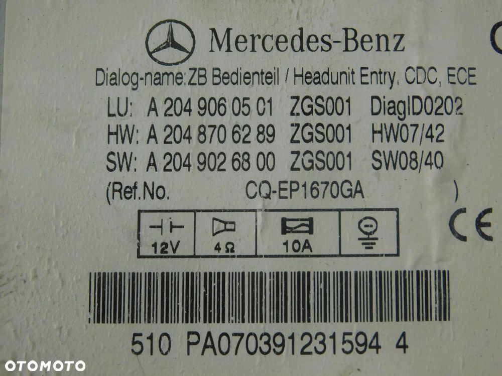 A2049060501 Radio Fabryczne Navi Mercedes W204 Lift 07 - 14 - 5
