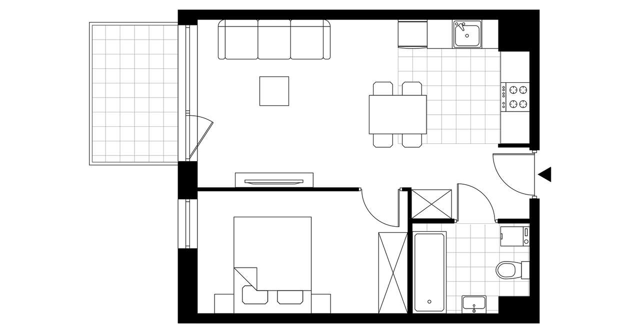 2-pokojowe mieszkanie 38m2 + balkon - Pełny obrazek: 3/9