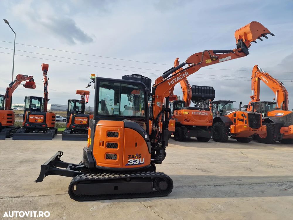 Hitachi ZX33U-6, Masa Operationala 3,7t, 2023, 1.305h, CUPLA RAPIDA HIDRAULICA+3 CUPE NOI, SistemAntifurt, Inst picon, senile 80% bune, Aer conditionat, Adancime sapare 5m, Ridica 2,8tone, Motor 25CP, posibilitate leasing 4 ani, CA NOU-PROMOTIE 36900 EUR+Tva - 33