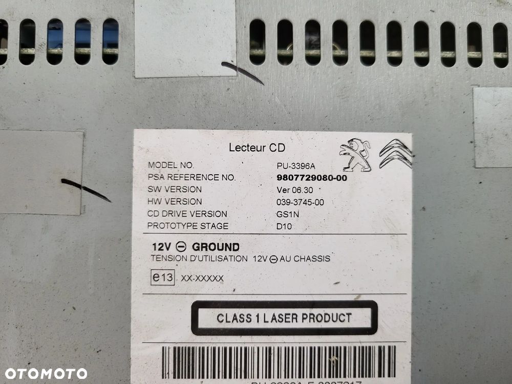 Radio czynnik cd Peugeot 508    9807729080 - 2