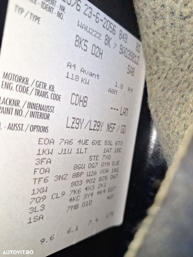 Dezmembrez Audi A4 B8 motor 1.8 tfsi cod CDH cod culoare LZ9Y  automat - 5