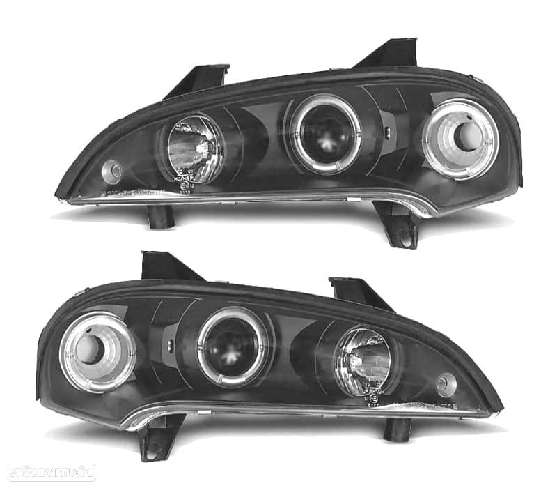 FARÓIS ANGEL EYES CCFL OPEL TIGRA 95-03 FUNDO PRETO - 1
