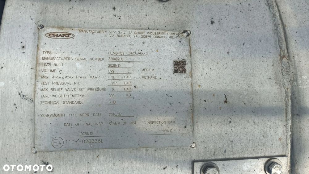ZBIORNIK LNG GAZU ZIEMNEGO CHART 598L IVECO S WAY 2021 HLNG-158 5802695663 - 4