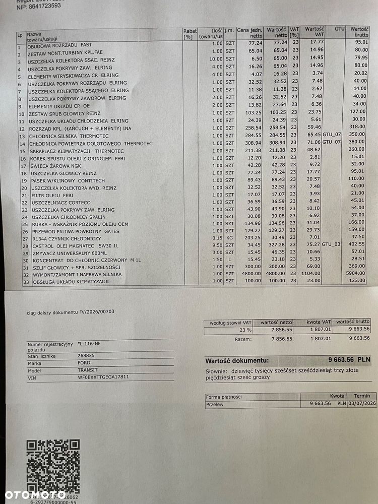 Ford TRANSIT 2,2 TDCI 155 KM DOKA 7 OSOBOWA BLIŻNIAKI DO 3,5T - 27