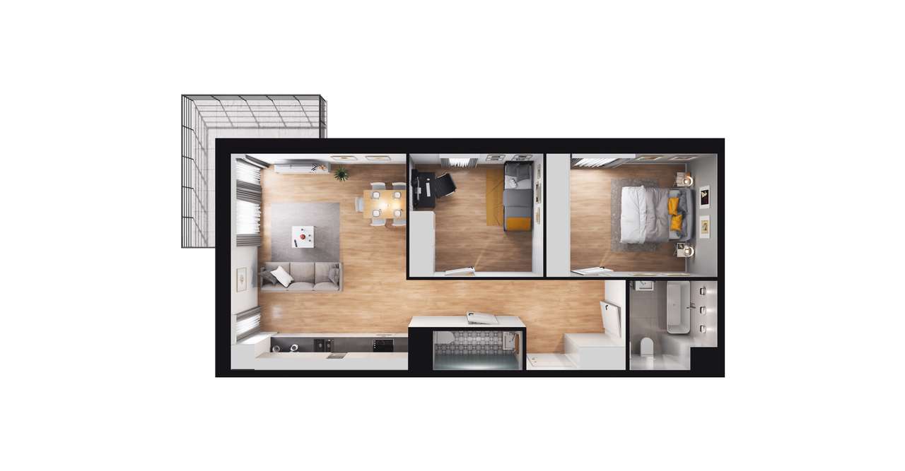 3-pokojowe mieszkanie 67m2 + balkon Bezpośrednio - Pełny obrazek: 2/14