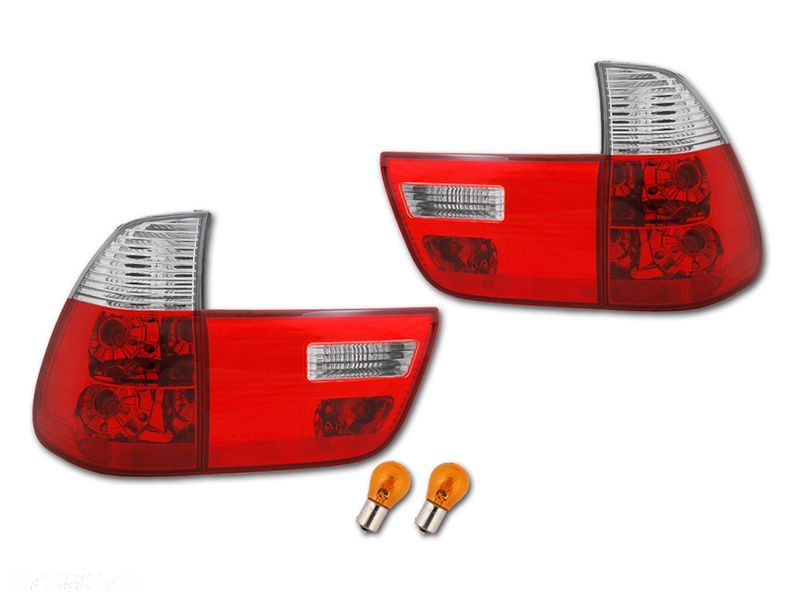Lampy tyl ne kpl 4szt Tuning Lift look Biało czerwone BMW X5 E53 1999-2006 - 1