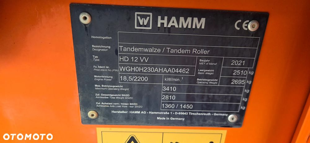 Hamm <<Walec HAMM HD12VV, 2021r, tylko 105 MTG! stan jak nowy, z Niemiec!>> - 9