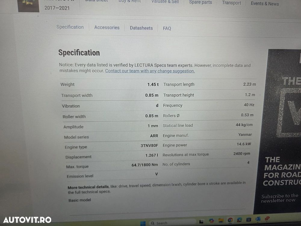 Ammann ARR 1575, RADIOCOMANDA, 1,5t, 2018, 607, motor Yanmar, STARE BUNA, posibilitate leasing 2 ani-PROMOTIE 11900 EUR+Tva - 14