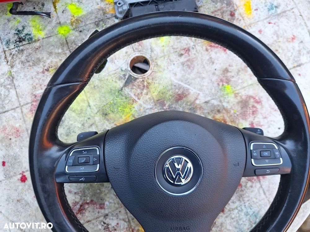 Volan piele cu padele si comenzi volan,airbag  VW Golf 6,Passat,CC,Tou - 2