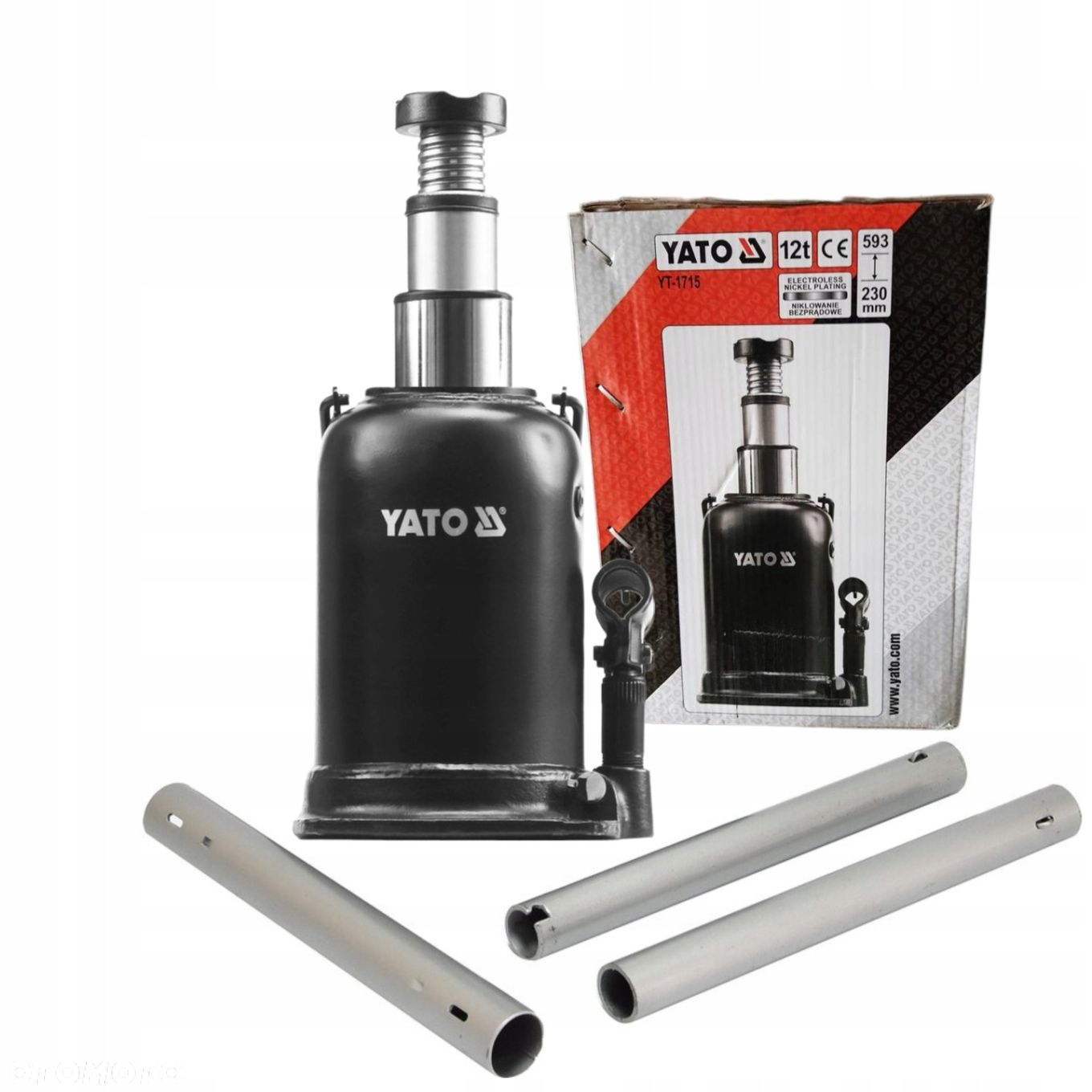 YATO PODNOŚNIK HYDRAULICZNY DWUSTOPNIOWY SŁUPEK BUTELKOWY WYSOKI 12T YT1715 - 6