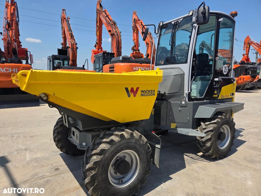 Wacker DUMPER 3 TONE, basculare LATARALA, CABINA cu aer conditionat, 2023, EX DEMO cu 152 ore, anv 98% ok, motor Perkins 50CP, lungime 3,7m, inaltime 2,8m, latime 1,8m, Masa operationala 5,8t, masa propie 2,8t, leasing 4 ani-CA NOU-PROMOTIE 26.900Eur+Tva - 6