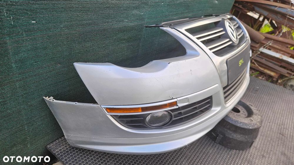 Zderzak 3C0807221 3C0805903B Przód Przedni R-Line Srebrny Gril Atrapa Kratki Halogeny Znaczek VW Passat B6 Lift - 3