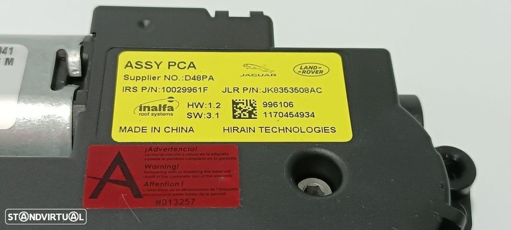 MOTOR TETO ELÉTRICO LAND ROVER RANGE ROVER VELAR VELAR - 4