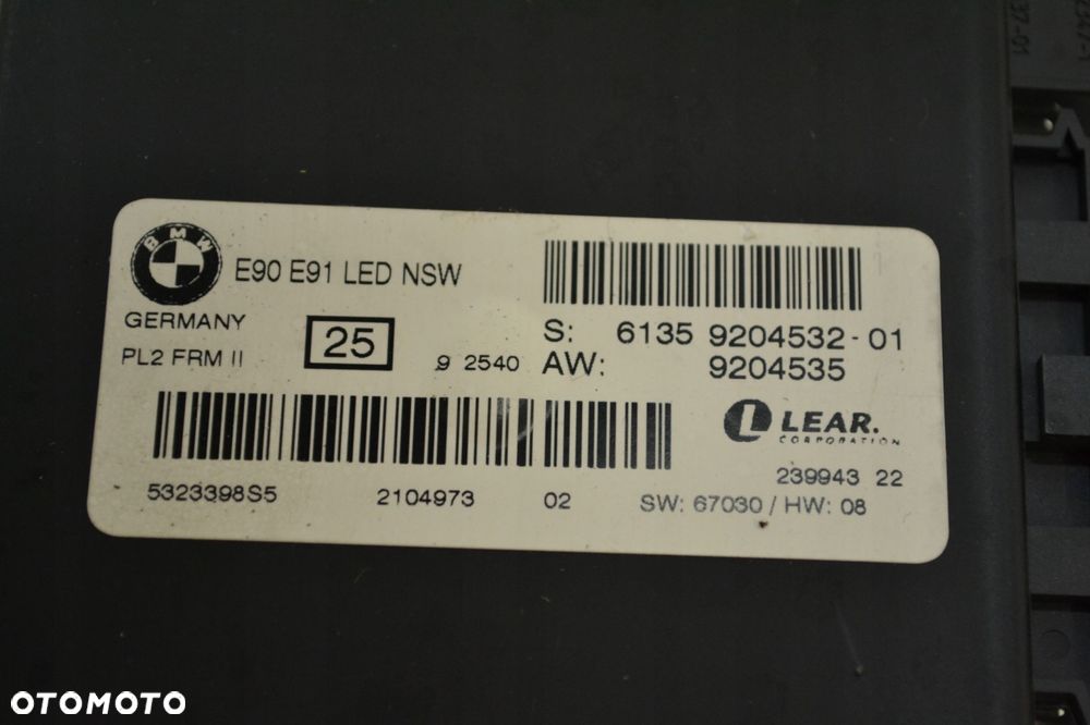MODUŁ STEROWNIK ŚWIATEŁ PL2 FRM II BMW 3 E90 E91 LED 9204532 9204535 - 6