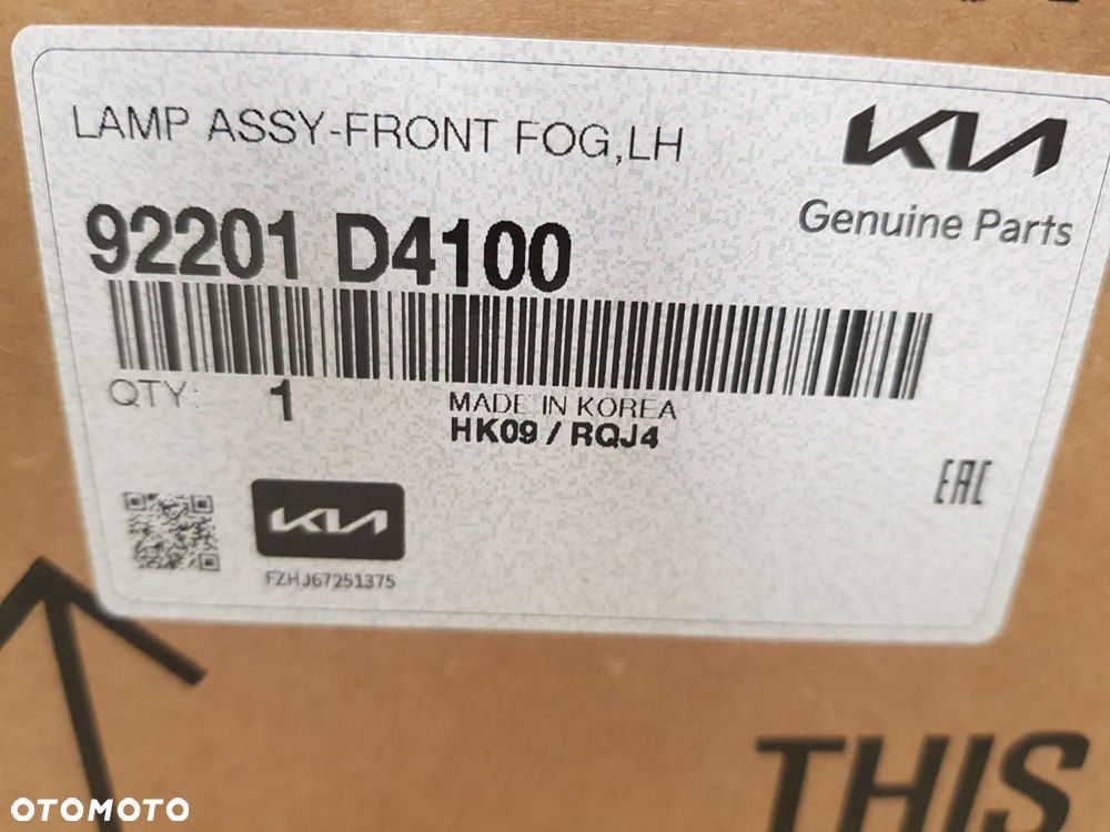 ORYGINALNY HALOGEN KIA OPTIMA IV 4 16-19 PRZECIWMGIELNY LEWY LEWA 92201D41 92201-D4100 - 9