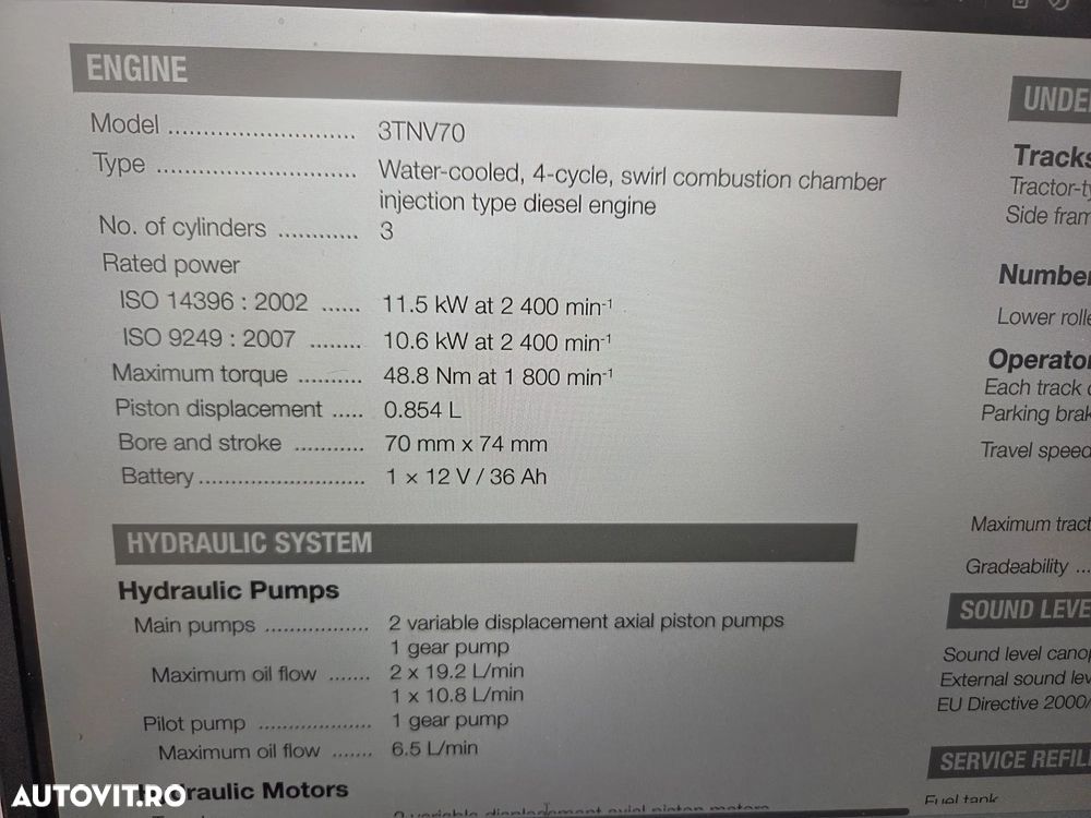 Hitachi ZX19U-6, 2tone, 2024, 539h, rotire in gabarit, Adanc sapare 2,5m, CUPLA RAPIDA+3 CUPE, Senile cauciuc 80% ok extensibile, latime 0,8m, inst picon, LAMA, produs in JAPONIA, sistem antifurt, posibilitate leasing 4ani-CA NOU-PROMOTIE 18.900 EUR+Tva - 33