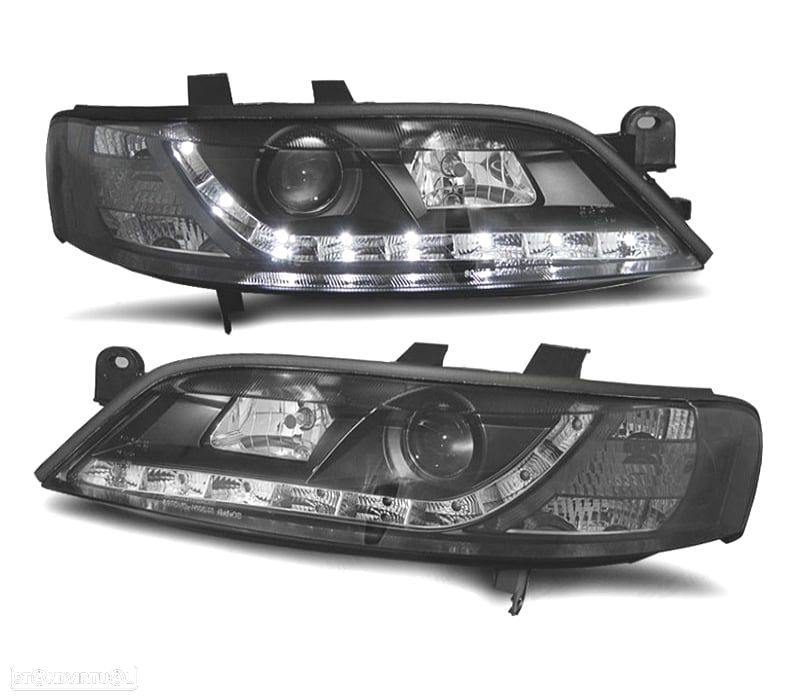 FARÓIS OPEL VECTRA B 99-02 LUZ DIURNA LED FUNDO NEGRO - 1