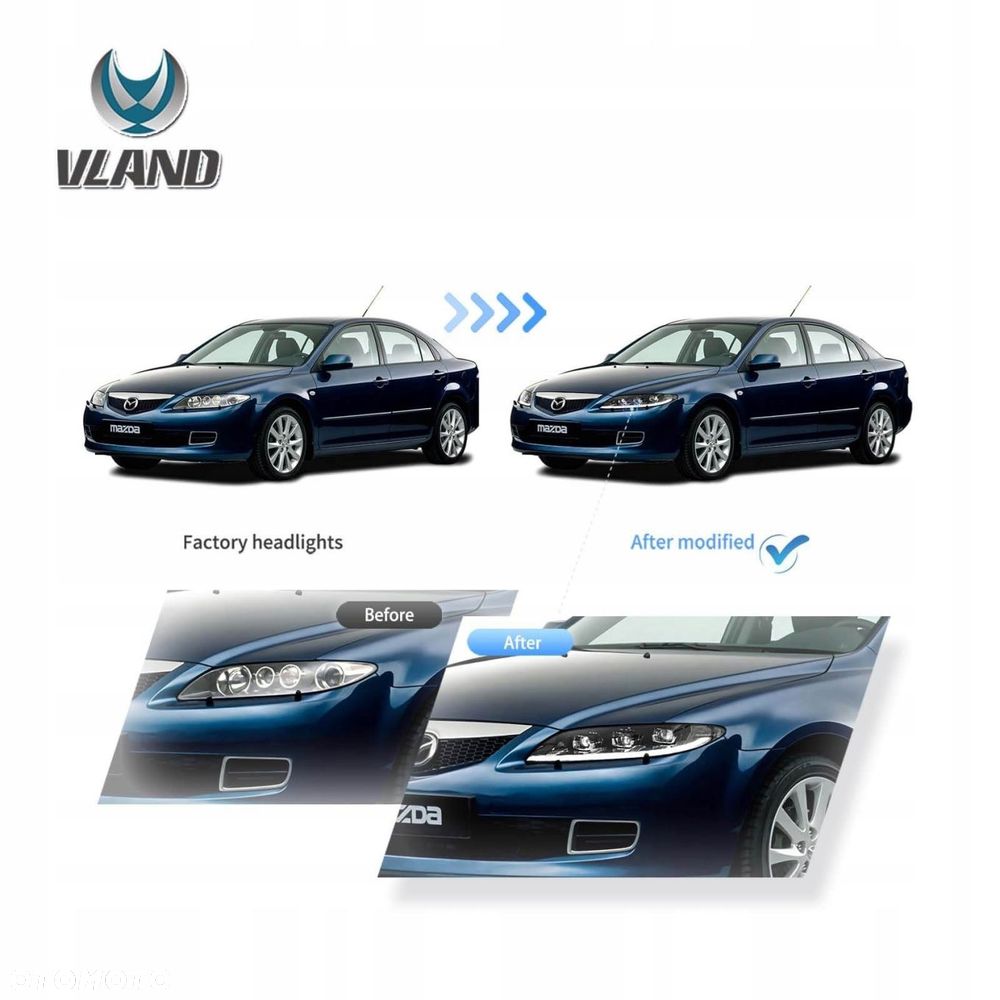 Reflektory Lampy kpl Vland Full Led Neon Tuning Mazda 6 I gg gy 2002-2007 - 14