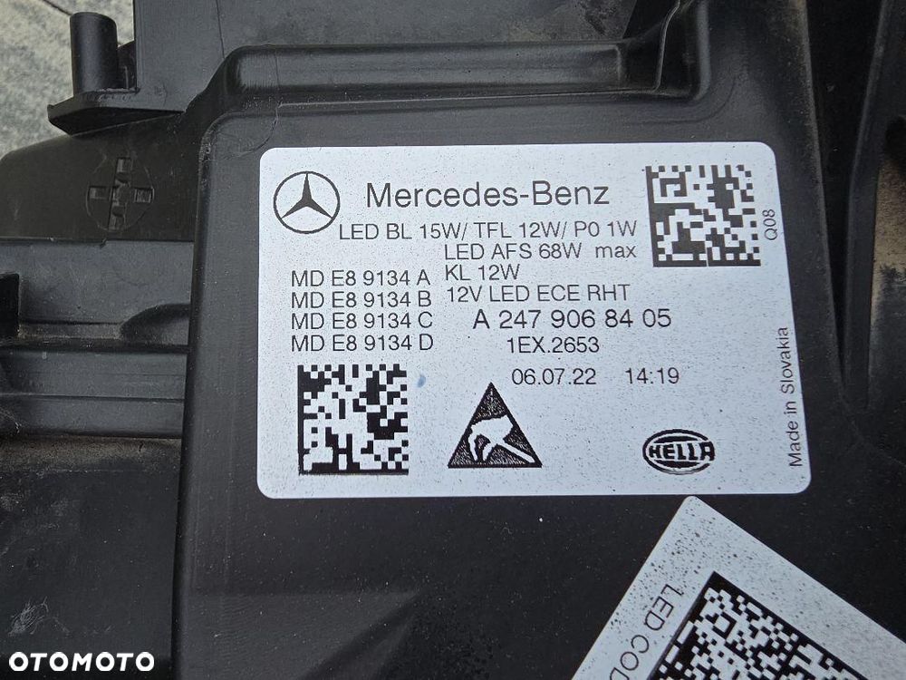 MERCEDES B KLASA 247 Lampa prawa przód Full Led Multibeam A2479068405 - 12