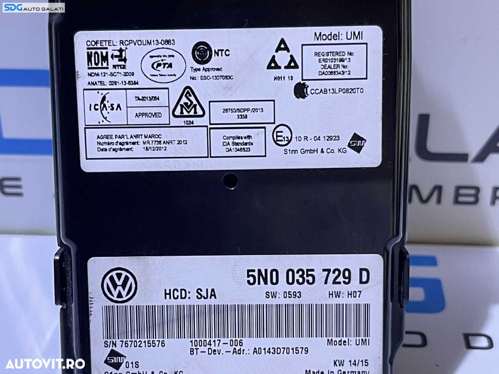 Unitate Modul Calculator Interfata Multimedia MDI Bluetooth Telefon Radio Volkswagen Jetta 2011 - 2018 Cod 5N0035729D - 2