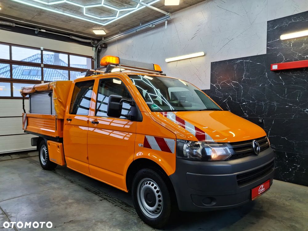 Volkswagen Transporter T5 Lift Doka Brygadówka Serwisowy Drogowy Półki Szuflady Warsztat Auto Warsztat Służba Drogowa Pomarańczowy Mobilny Serwis - 1