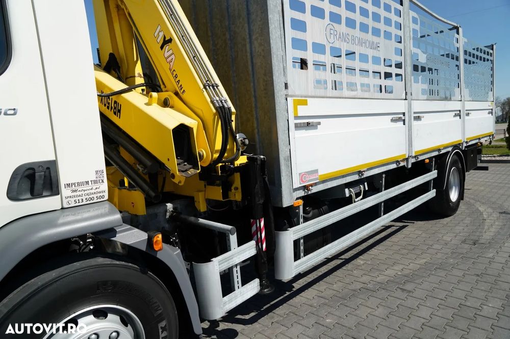 DAF LF 250 / 4X2 / LIVRARE - 7.30 + HDS HYVA HB 150XE3 / RADIOCOMANDĂ / ROTATOARE / MAX. CAPACITATE DE RIDICARE: 5200 KG / FURCĂ PENTRU PALEȚI / EURO 6 - 17