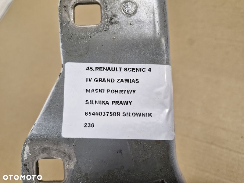 renault scenic iv 4 grand zawias maski pokrywy silnika prawy siłownik 654003758r - 6