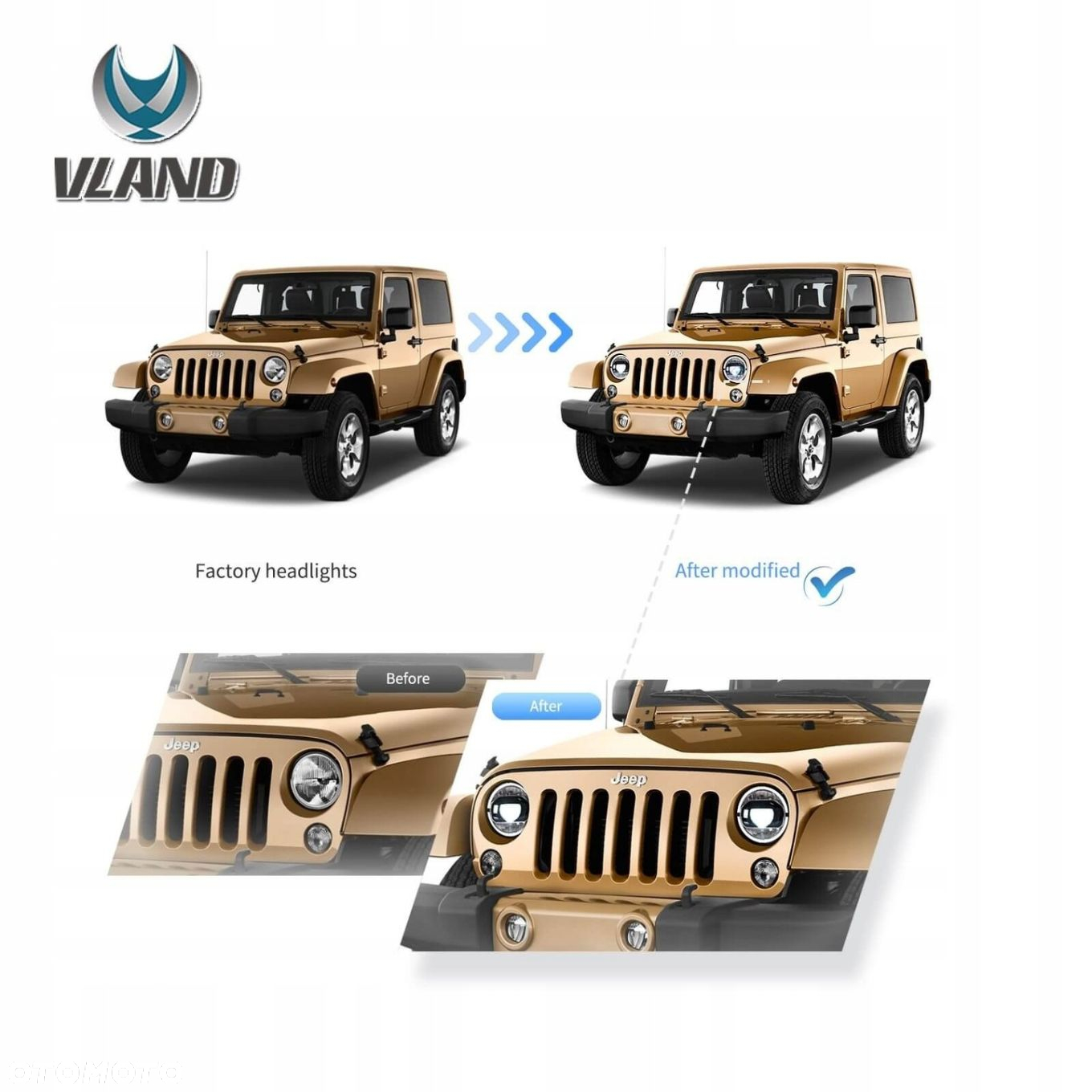 Reflektor Lampa kpl Vland Full Led Tuning Jeep Wrangler TJ JK 96-06-18 MX5 - 5