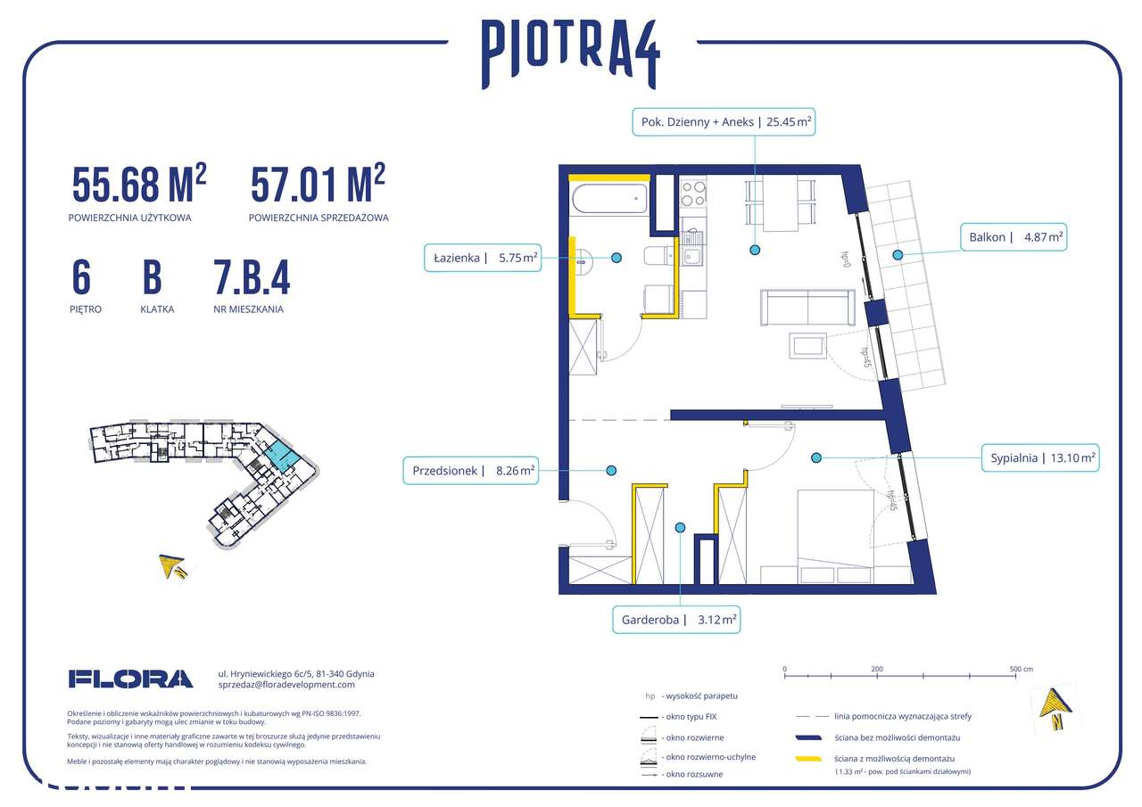 2-pokojowe mieszkanie 55m2 + balkon - Pełny obrazek: 2/11