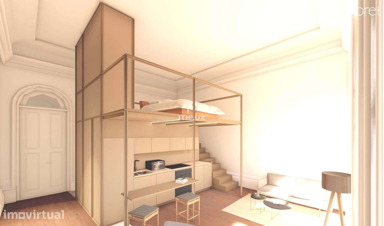 Apartamento T0 c/ mezanino  novo no coração da cidade do Porto na Zona - Grande imagem: 2/10