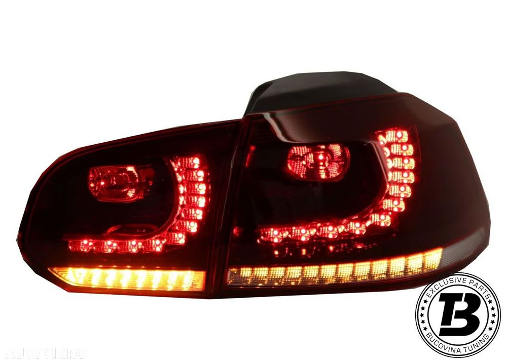 Stopuri Full LED compatibile cu VW Golf 6 VI R20 Cherry Red Design - 3