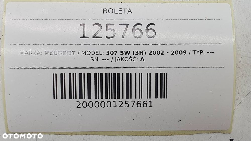 ROLETA BAGAŻNIKA TYŁ TYLNA PEUGEOT 307 SW KOMBI 96389368ZD - 7