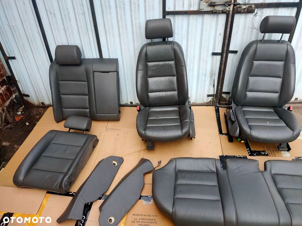 komplet foteli boczków audi a4 b6 skóra szare - 8