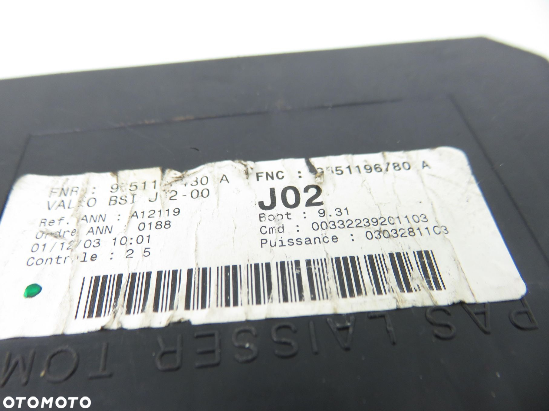 BSI PEUGEOT 307 (3A/C) 2.0 HDi 90 - RHY 9651196780A - 2