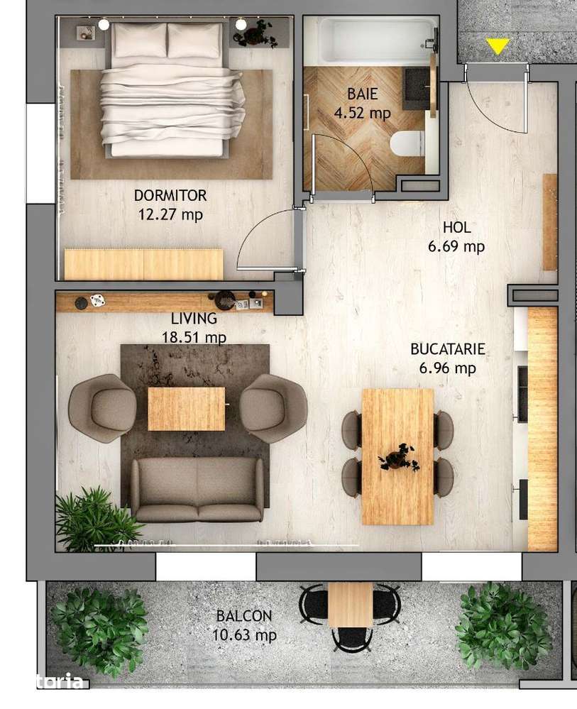 Ap. 2 camere finisat la alb, Orhideea Exclusive Living, D-na Stanca — fotografia 1