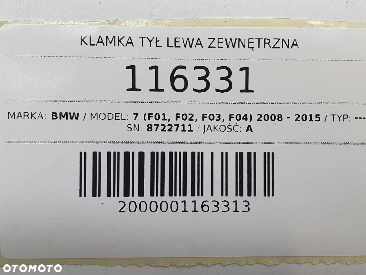 KLAMKA TYŁ LEWA ZEWNĘTRZNA BMW F01 F02 KEYLESS - 9