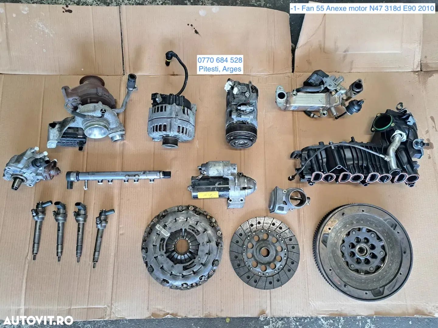 Anexe motor N47 Bmw 318d E90 LCI 2010 injector rampa injectoare pompa inalta presiune turbina actuator turbo alternator electromotor kit ambreiaj compresor clima galerie admisie EGR bmw 143cp 116cp - 1