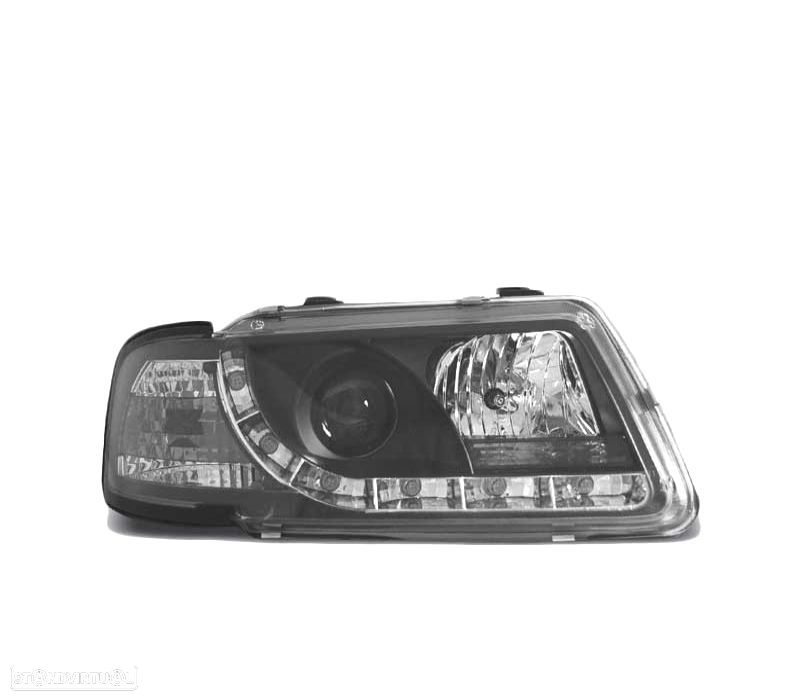 FARÓIS FRONTAIS LED TRU DRL ECE-R87 AUDI A3 8L 96-00 PRETO - 2