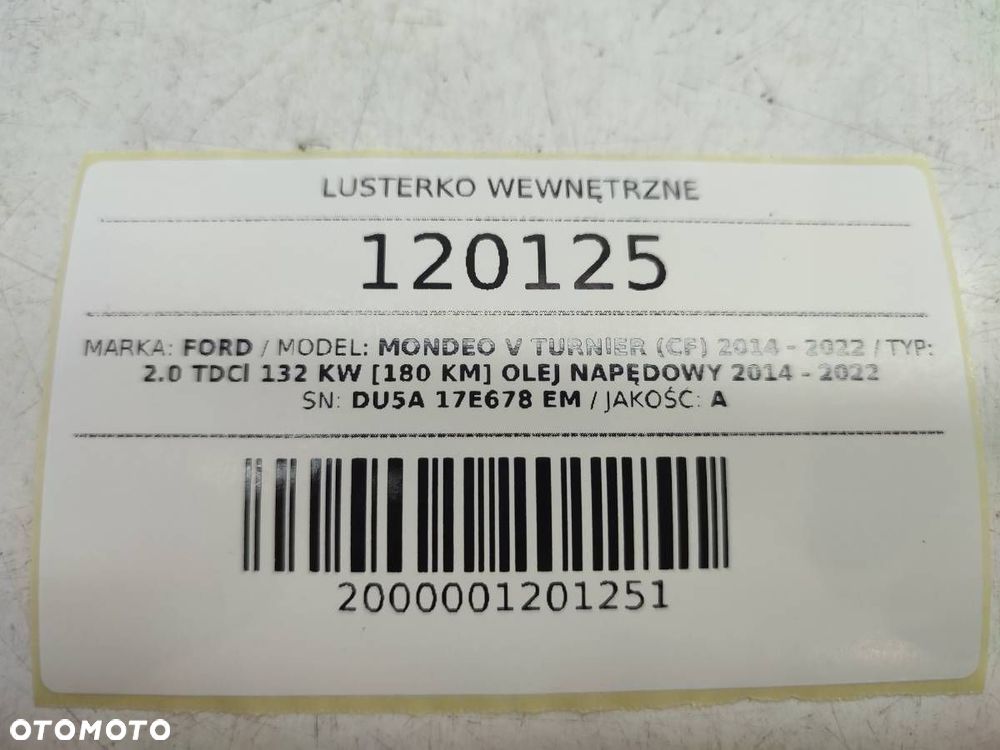 LUSTERKO WEWNĘTRZNE WSTECZNE KAMERA FORD MONDEO MK5 V DU5A-17E678-EM - 9