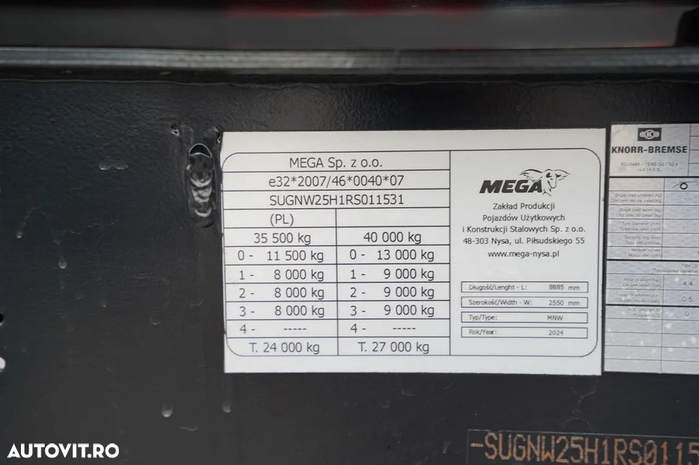 Mega BASCULATOR / 26 m3 / OȚEL / STANDARD / AXĂ RIDICATĂ / SAF NOU - 17