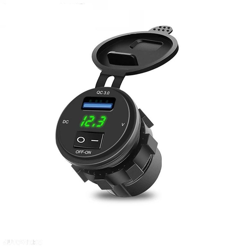 Priza auto cu incarcare USB cu indicator de voltaj - 1